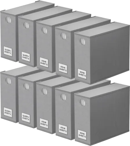 Miniatura 13 de SpaceAid Paquete de 4 organizadores de sábanas y almacenamiento, organizador de sábanas plegable para armario de lino, juego de sábanas con ventana