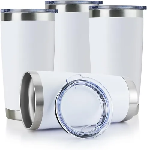 Miniatura 11 de DOMICARE Vaso de acero inoxidable de 20 onzas a granel con tapa, taza de viaje aislada al vacío de doble pared, taza de café con recubrimiento