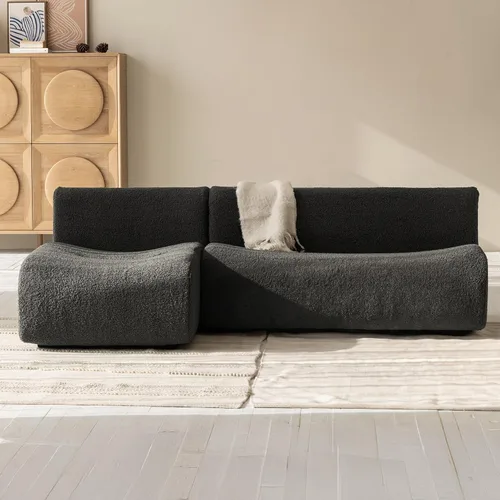 Sofá modular curvado de 92 pulgadas con juego de diván, sofá modular de 3 plazas sin hueso, sofás reversibles en forma de L con asiento profundo,