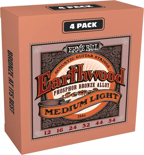 Miniatura 17 de Ernie Ball Earthwood P03543 - Cuerdas para guitarra acústica personalizadas de bronce fosforoso medio, paquete de 3, calibre 12.5-56