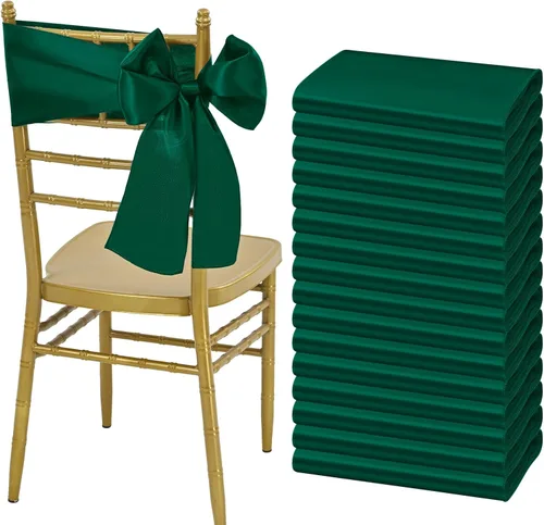 Miniatura 22 de Showgeous 60 cintas decorativas de satén negro para silla, lazos para decoración de banquetes, fiestas, baby shower, eventos (7 x 108 pulgadas)