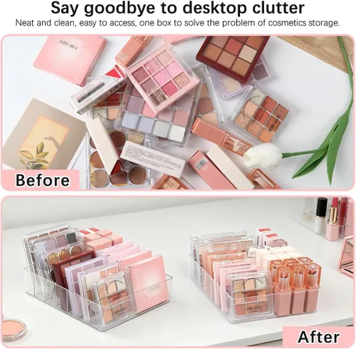 Miniatura 5 de Organizador de Maquillaje para Paleta de Sombras de Ojos y Organizador de Lápiz Labial, Organizador de Paleta de Maquillaje de 7 Secciones Divididas