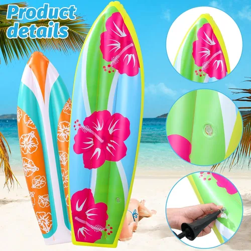 Miniatura 4 de JellyArch 4 tablas inflables gigantes de surf de 59 a 36 pulgadas de verano, decoración de fiesta hawaiana Luau, tabla de surf inflable, flotador