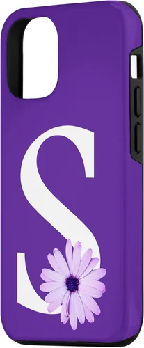 Miniatura 2 de Funda para iPhone 15 Purple Daisy Flower Monogram Letter S para mujer