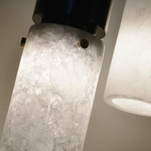 Miniatura 8 de Lámpara colgante de alabastro para isla de cocina, lámpara colgante de isla de piedra natural, moderna lámpara colgante negra con pantalla