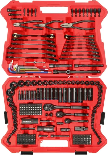 Miniatura 9 de STARWORK TRUE MECHANIC™ Juego de herramientas mecánicas de 305 piezas con juego de llaves de trinquete reversibles de 120 dientes, 1/4", 3/8", 1/2