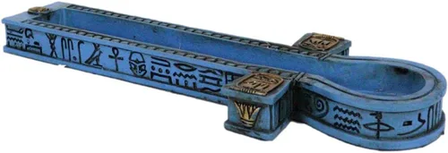 Miniatura 5 de Ebros Gift Hermosos símbolos jeroglíficos azules egipcios Cartucho dorado Ankh Key Incienso Stick Burner Holder Figurine Gods of Egypt Talismán of