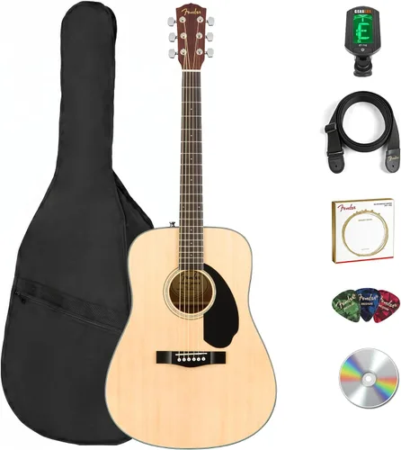 Miniatura 12 de Fender Guitarra acústica Dreadnought - Paquete natural con estuche, afinador, cuerdas, correa y púas