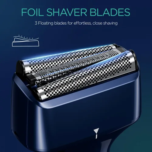 Miniatura 3 de VOYOR Afeitadora eléctrica de aluminio para hombres, afeitadora 3 en 1 para hombres con doble lámina de afeitado húmedo y seco, afeitado ligero