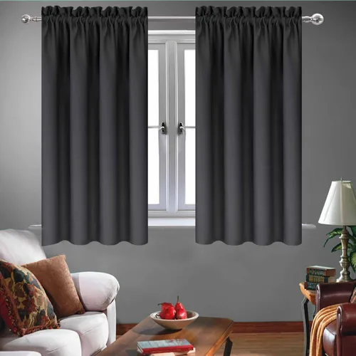 Miniatura 65 de Cortinas de cocina negras Ladity - 2 paneles de cortinas cortas opacas, 36 pulgadas, privacidad, niveles de café, cortinas de granja para ventana