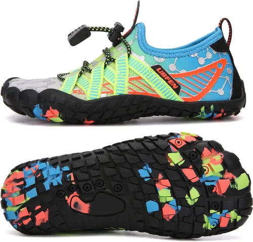 UBFEN Zapatos de agua para niños y niñas, calcetines acuáticos descalzos, playa, deportes, natación, piscina, secado rápido, ligeros, niños pequeños
