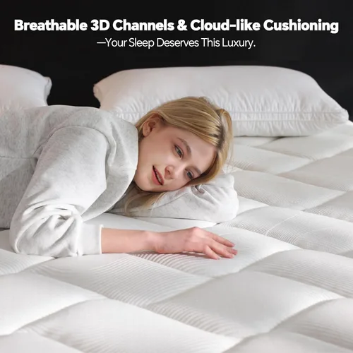Miniatura 7 de Colchón de cama individual en una caja, colchón híbrido individual de 10 pulgadas con resortes individuales y espuma viscoelástica, suave