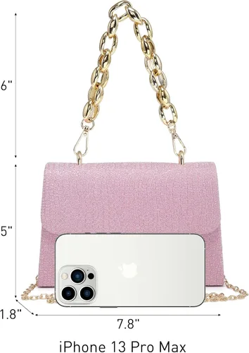 Miniatura 4 de Dasein Bolso de noche brillante para mujer con cadena gruesa, bolso de cóctel, bolso de graduación, lindo bolso de mano para fiesta de boda
