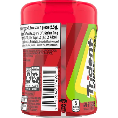 Miniatura 11 de Trident Vibes SOUR PATCH KIDS Redberry - Goma de mascar sin azúcar, botella de 40 piezas (paquete de 2)