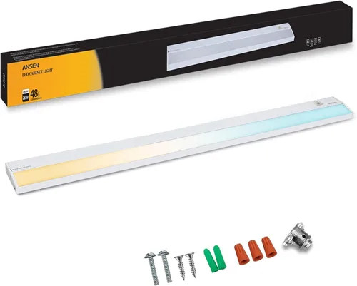 Ansen Iluminación LED empotrada bajo gabinete, 48 pulgadas 26W luz LED para cocina/closet, 1720lm, CRI>92, R9>90, regulable, 3 temperaturas de