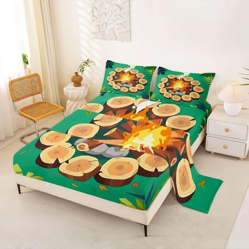 Miniatura 18 de Erosebridal American Flag Bed Sheets Twin Army Green Camo Deep Pocket Fitted Sheet for Kids Boys Girls Bear Claw Hunting Theme Bedding Set Camoflage