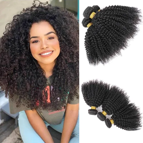 Miniatura 63 de Extensiones de cabello humano afro rizado 4B 4C Afro Kinky a granel de cabello humano virgen sin procesar para mujeres, negro natural, 8 pulgadas