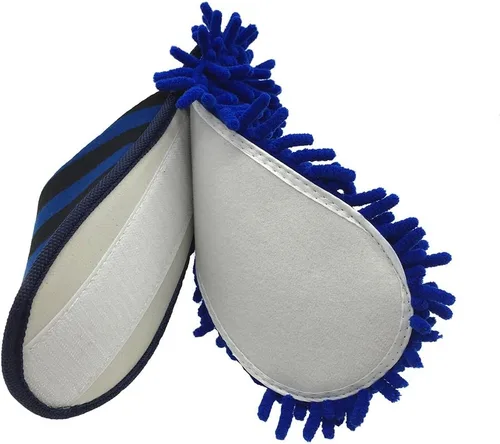 Miniatura 7 de Selric Cozy Washable Dust Mop Slippers Stripe Closed Toe, Multi-sizes Multi-Colors Available, Chenille Fibre Detachable Mop Soles, Indoor House