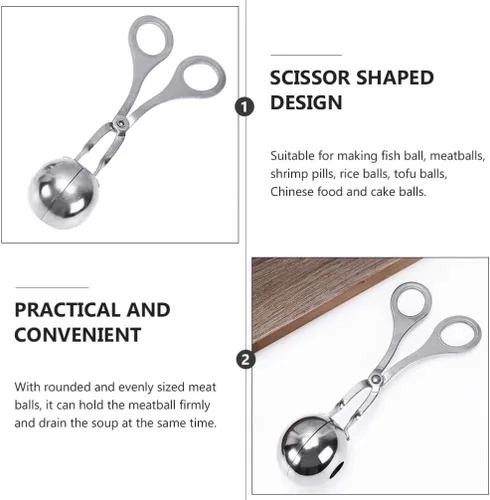 Miniatura 2 de YARDWE 3 piezas de acero inoxidable carne baller albóndigas fabricante cuchara DIY molde tijera pescado arroz bola clip pinzas hielo cocina cocina