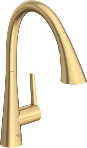 GROHE 32298GN3 Zedra Grifo de cocina desplegable con rociador cepillado Cool Sunrise (oro cepillado)