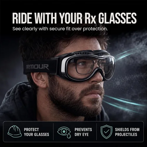 Miniatura 2 de Bikershades Gafas protectoras para gafas de moto, ciclismo, esquí, paracaidismo, trabajo al aire libre Transparente