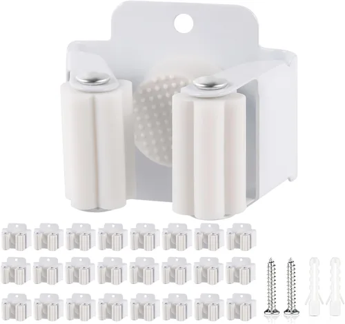 Miniatura 9 de Verdenu Paquete de 25 soportes de pared para escoba, soporte de pared para trapeador y escoba, soporte de fregona de acero inoxidable Command