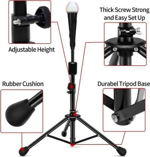 Miniatura 5 de FDLS Baseball Batting tee for Adults and Youth Teens, Portable Tripod Stand Base Tee Easy Adjustable Height 27 to 46 inches for Hitting Training