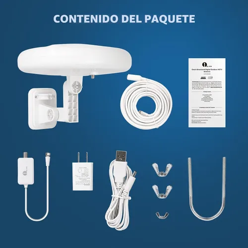 Miniatura 7 de 1byone Antena de TV para exteriores Recepción omnidireccional de 360° de largo rango de más de 100 millas mejora la antena HDTV lista VHF y UHF 4K