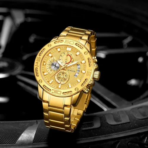 Miniatura 6 de Reloj cronógrafo de cuarzo de lujo para hombre acero inoxidable y metal resistente al agua informal con fecha