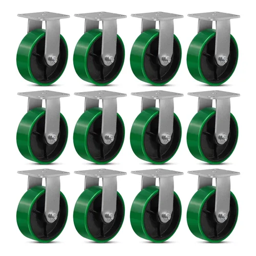 Miniatura 60 de Ruedas giratorias, ruedas industriales de 4 pulgadas resistentes, poliuretano en rueda de acero, ruedas giratorias de placa superior