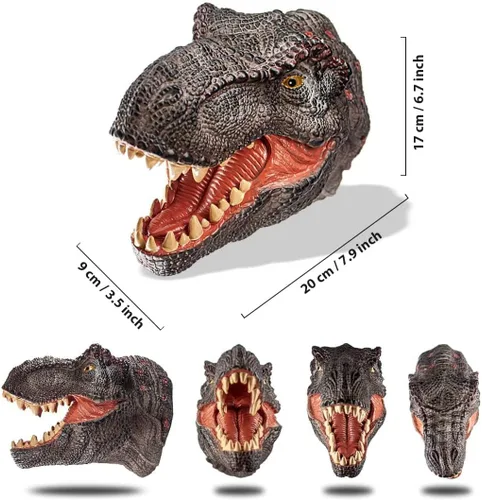 Miniatura 2 de Gemini&Genius Juguetes de dinosaurio Tyrannosaurus Rex marionetas de mano grandes de goma suave T-Rex cabeza de mano marioneta de mano juguetes