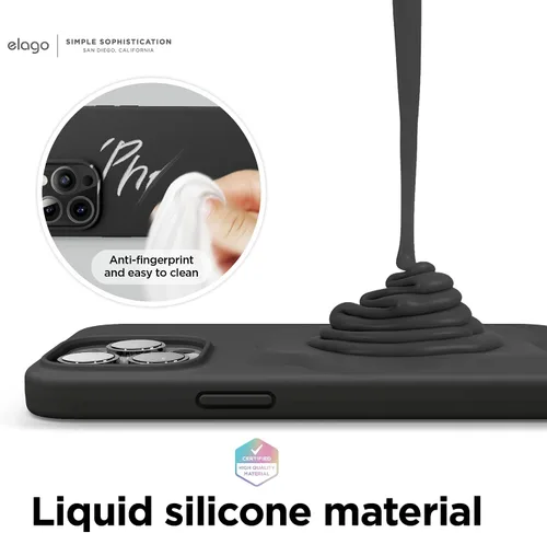 Miniatura 3 de elago Compatible con funda para iPhone 13 Pro, funda de silicona líquida, cubierta protectora de cuerpo completo, delgada, forro de microfibra Negro