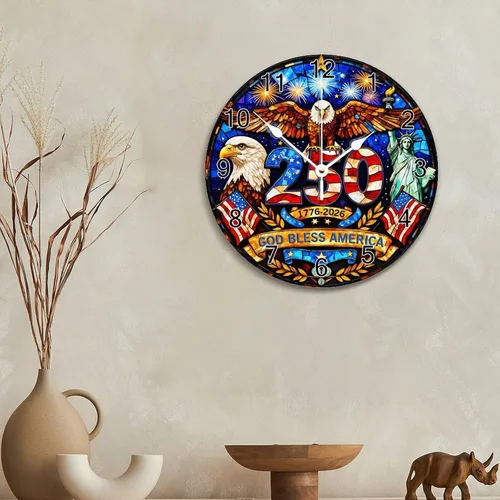 Miniatura 6 de ArogGeld 1776-2026 of Freedom Wall Clocks Battery Operated 10 Inch Silent 250 Anniversary USA American Patriotic Desk Clock Wall Art Farmhouse Home