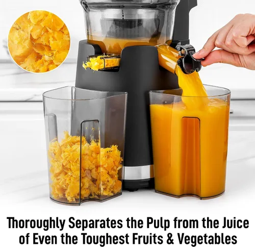 Miniatura 7 de Zulay Kitchen Exprimidor de prensa en frío – Exprimidor de masticación lenta de alto rendimiento de jugo con canal de alimentación extra ancho