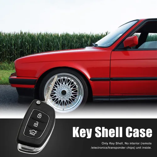 Miniatura 2 de uxcell 3 Botones Flip Plegable Sin Cortar Llave Shell Control Remoto Fob Clicker Caso Reemplazo Para Hyundai Santa Fe 2013 2015