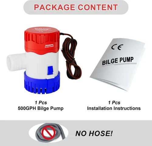 Miniatura 3 de Sanuke Bomba de achique de 500 GPH, salida de 3/4", eléctrica de 12V para accesorios de bomba de agua marina sumergible para barco, bomba de agua