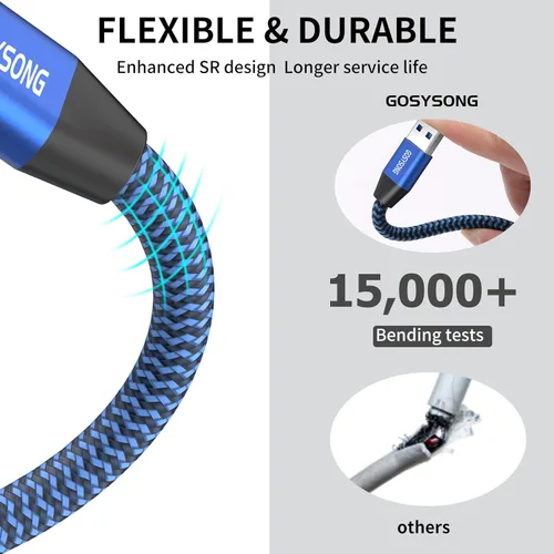 Miniatura 6 de Cable de impresora USB 2.0 de 30 pies - Alta velocidad tipo A a tipo B, compatible con HP, Canon, Dell, Epson, Xerox y más (azul)