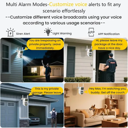 Miniatura 6 de Cámaras de seguridad inalámbricas para exteriores, cámaras WiFi de doble lente para seguridad del hogar, alarma de luz de seguimiento automático