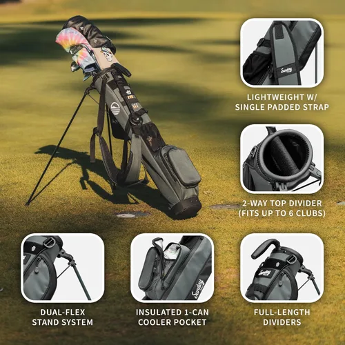 Miniatura 5 de The Original Sunday Golf Loma Bag - Bolsa de golf ligera con correa y soporte, fácil de transportar bolsa de pie para campo de prácticas, par 3