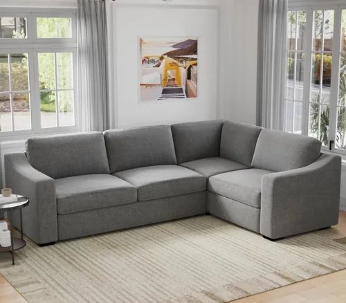 Miniatura 26 de ELUCHANG Sofá moderno de 85 pulgadas para sala de estar, sofá de lino natural de 3 plazas con asientos extra profundos, cojín tapizado y funda