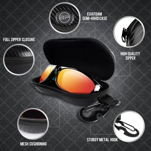 Miniatura 4 de BLUPOND Estuche de gafas de sol semi duro EVA Shell con gancho colgante de metal clip cinturón almacenamiento gafas de sol