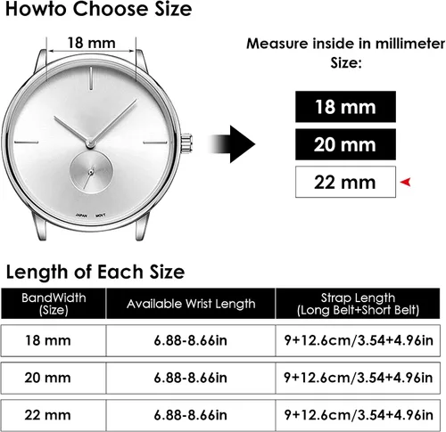 Miniatura 6 de TIESOME Correa de reloj de cuero, correa de repuesto de piel de becerro de grano genuino, correa de reloj con hebilla de acero inoxidable