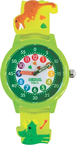 Kids 3D Band First Watch - Analog Color Watch - Monster Trucks, Dinosaurs, Spider -Time Teacher - Girls, Boys, Children - School Watch