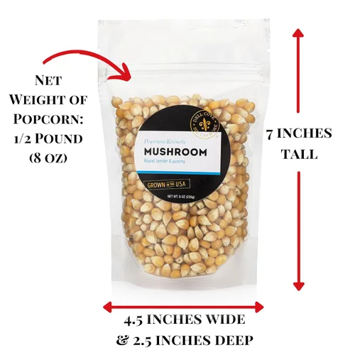 Miniatura 5 de Dell Cove Spices - Granos de Palomitas de Maíz Mushroom - Perfectos para Máquinas de Palomitas Gourmet y Cocción en Estufa, Media Libra