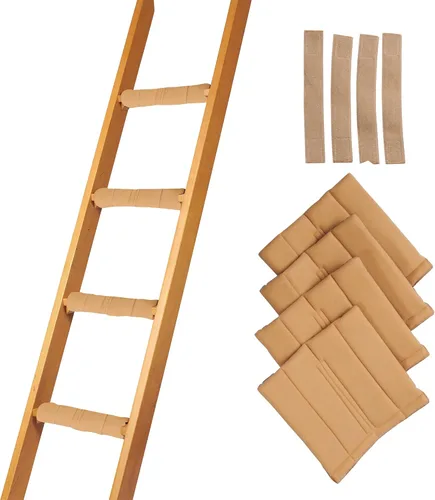 Miniatura 11 de Almohadillas para escalera de litera, tela cepillada suave para comodidad de los pies con puntos antideslizantes en la parte inferior, gancho y Negro