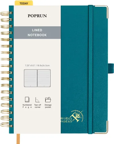 Miniatura 14 de POPRUN Lined Spiral Journal Notebook for Women & Men, 7-1/4" x 9-1/2", 220 Numbered Pages, College Ruled Hardcover Notebook for Work, Journals for