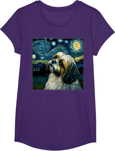 Miniatura 56 de Camiseta Surrealism Starry Night Shih Tzu Dog