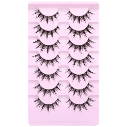 Miniatura 7 de Pestañas Manga de Aspecto Natural Pestañas de Anime Cosplay Pestañas Postizas con Banda Transparente Pestañas Voluminosas 3D Estilo Asiático Japonés