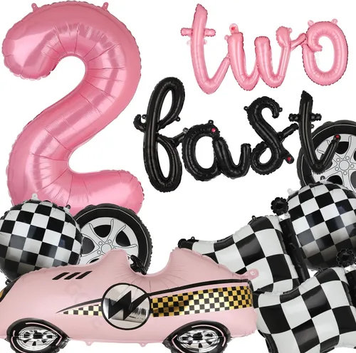 Miniatura 6 de Decoraciones de Cumpleaños Two Fast Globos de Números de Pista de Carreras de 40 Pulgadas 2 Negro Pancarta de Globos con Letras Two Fast Globo 2do