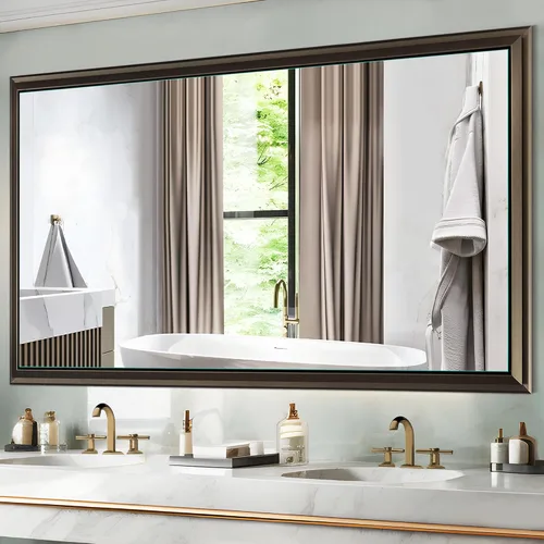 Miniatura 29 de NicBex Espejo de tocador de baño de 40 x 30 pulgadas, marco de aleación de aluminio, espejo montado en la pared para dormitorio, vestidor, sala